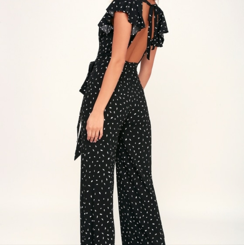 Black and white backless jumpsuit